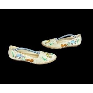 Vintage Margery Wind By Beacon Safari Animals Slip On Espadrille Shoes Sz 9